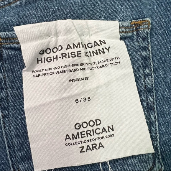NWT Good American x ZARA Distressed High Rise Skinny Jeans - Picture 9 of 12